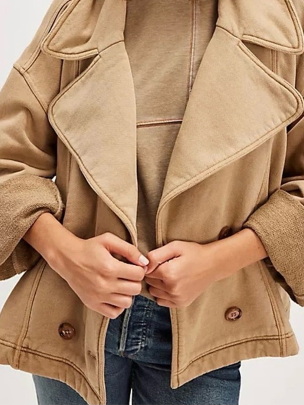 FREE PEOPLE Women's Tan Casual Button-Front Jacket
